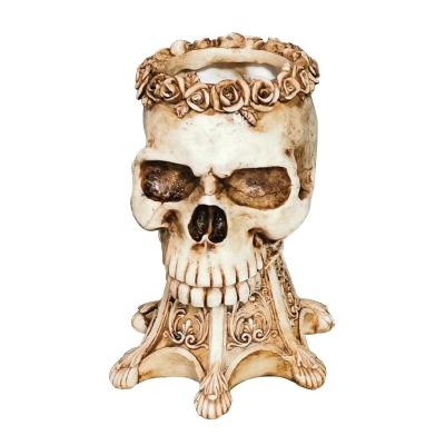 China Personalized Resin Skull World Home Vase Opens Desktop Ornaments Burst Crafts Desktop Decoration Halloween Folk Skull Flower Pot for sale