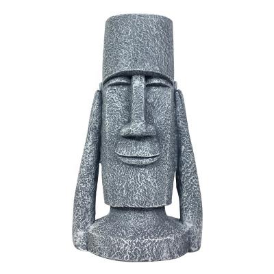 China Minimalist Resin Easter Island Stone Opens Nordic Home Decoration Living Room Ornaments Bust Crafts Desktop Decoration Folk Vase for sale