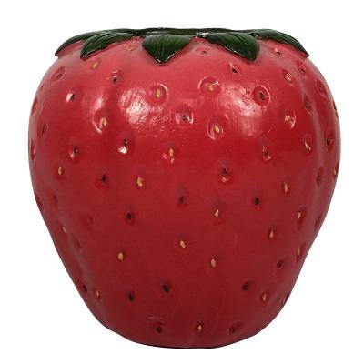 China Minimalist Resin Strawberry Open Nordic Decor Living Room Ornaments Polyresin Fruit Sculpture Vase Desktop Decoration Flower Vase for sale