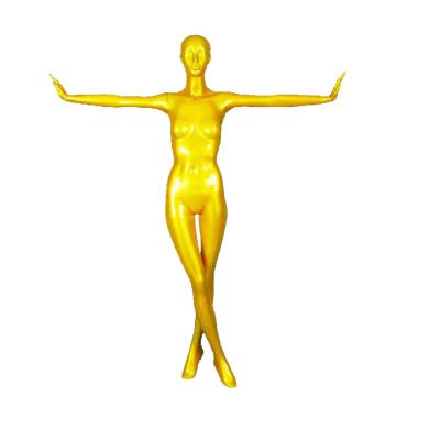 China Fashion Fiberglass Shiny Gold Dance Female Mannequin For Sale for sale