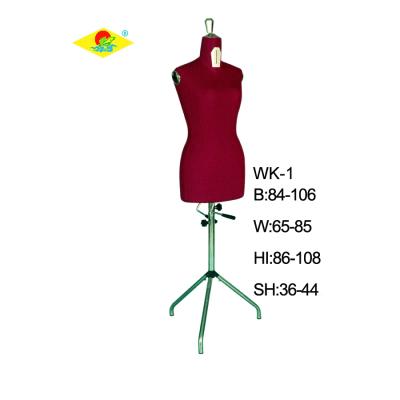 China Vintage Half Body Dressmaker Mannequin Cloth Covered Adjustable Female for sale