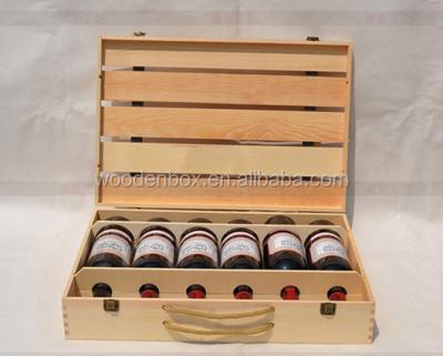 China 2016 wholesale biodegradable wooden wine box for packing 6 bottles for sale