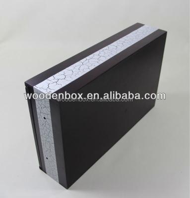 China Biodegradable sliding lid wooden box with black color painted box for wholesale for sale