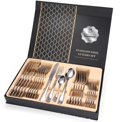 China Amazon Products Stainless Steel Dinnerware 24 PCS Set Special Viable Fork And Spoon Gift Box Set One Piece Dropshipping for sale