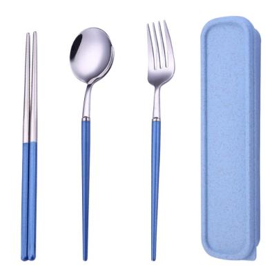 China 2020 New Stainless Steel Portable Tableware Set Portugal Nordic Fork Spoon Chopsticks Viable Individual Tableware for sale