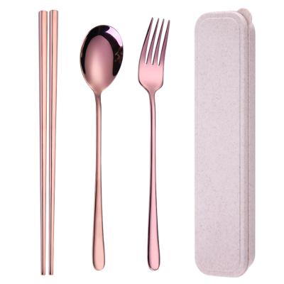 China Sustainable 304 Stainless Steel Travel Cutlery Set Products Korean Student Tableware Food Grade Hotel Portable Tableware for sale