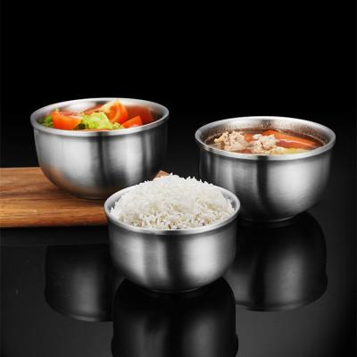 China Sustainable 304 For Kids Salad Rice Metal Kitchen Stainless Steel Double Bowl for sale