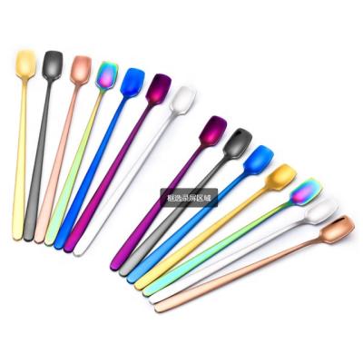 China Viable Square Ice Cream Scoop Creative Gold Plated 304 Stainless Steel Korean Coffee Spoon Stir for sale