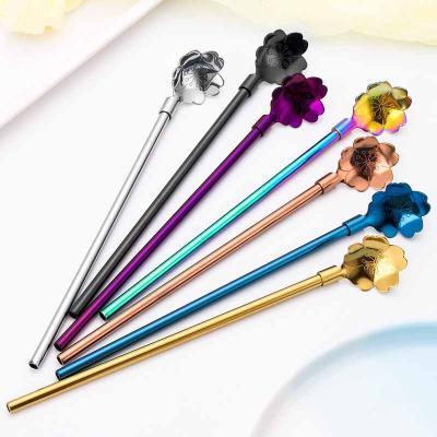 China Sustainable Stainless Steel Straw Spoon 304 Drinking Straw Spoon Filter Composition Straw Spoon for sale