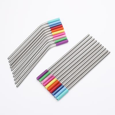 China Colorful Sustainable Reusable 304 Metal Stainless Steel Drinking Straws Set Wholesale for sale