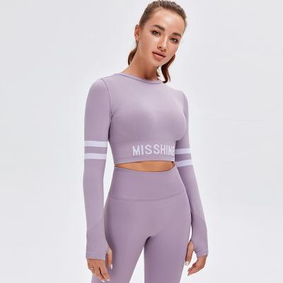 China Breathable Women Workout Yoga Long Sleeve Seamless Fitness Clothing Yoga Top Sports Gym Top for sale