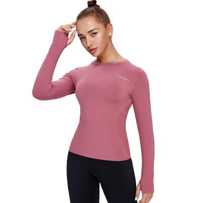 China Breathable Wholesale Women Long Sleeve Yoga Tops Girls Sports Shirt Women Fitness Activewear Tight T-shirt for sale