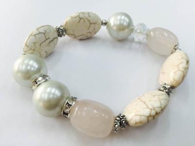 China rose quartz with pearl color bracelet for sale