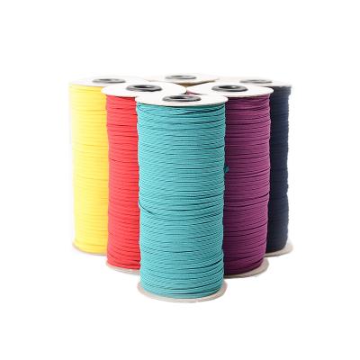 China Viable factory high quality colorful 6mm woven elastic band knitted rubber elastic braided band for garment pants for sale