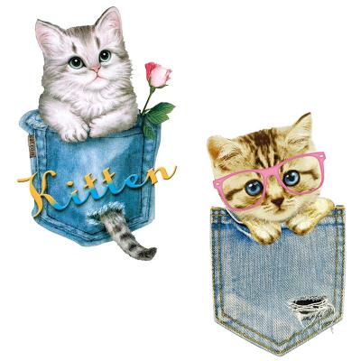 China Garment Cat Clothes Patches Iron On Cool Patch Heat Transfer Stickers Suitable For T Shirts Jackets Backpacks for sale