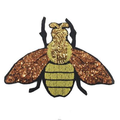 China large 3D bee fly insect sequin embroidered patches for sale