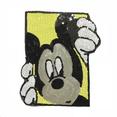 China 2020 High quality 3D Mickey Mouse embroidery patches reversible sequin patches cheap price sew on patches for sale