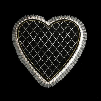 China new designs 3D Sears Para Ropa Leter Mesh Heart Shape Beaded Patches for sale