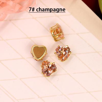 China High Quality Pointback Heart Zircon Metal Setting Strass Diamond Sewing Synthetic Rhinestones for sale