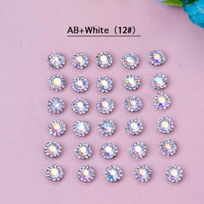 China New Arrival Diamond Charm Crystal Shiny Glass Flower Round Glitter Flatback Multi Color Stitching Rhinestones For Wedding Dresses for sale