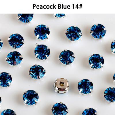 China High Quality Glitter Flatback Diamond Charm Crystal Shiny Glass Luminous Flatback Four Metal Claw Stitching Rhinestones for sale