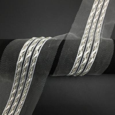 China Viable in stock 1 yards pearl rhinestone band lace up chain trimming dress accessories for sale