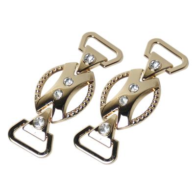 China Nickel Free/Lead Free/Eco-friendly Women's Gold Fashion Shoe Metal Chain Buckle With Rhinestone for sale