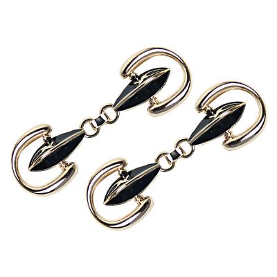 China Nickel Free Shoe Chain Black Metal Gold Accessories Decorative Shoes Buckle for sale