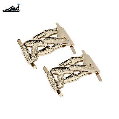 China Nickel Free / Lead Free / Eco - Friendly Square Shoes Decoration Accessories Gold Clip Buckle For Shoes for sale