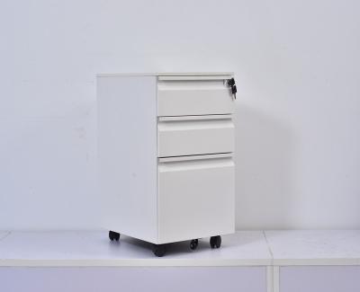 China office workstation mobile pedestal under desk swan handle 3-drawer vertical mobile file cabinet for sale