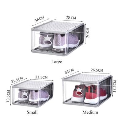 China Stackable Drawers Type Clear Plastic Shoe Organizer Displaying Shoes Organizer Boxes for sale