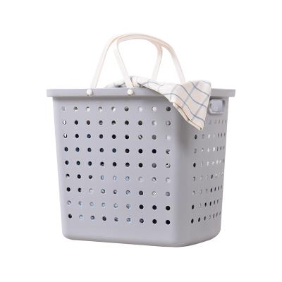 China Portable Concise Design Style Multi Purpose Handle Toy Storage Basket Bathroom Cloth Large Capacity Plastic Laundry Basket With Handle for sale