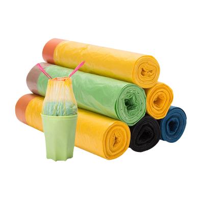 China Disposable Factory Waste Biodegradable Garbage Bags PE Plastic Custom Garbage Bag With Tie String for sale