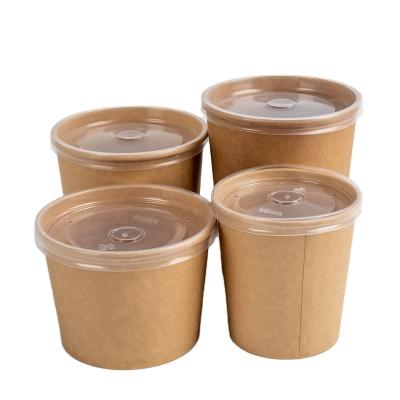 China Minimalist Cowhide Soup Bucket Soup Bowl With Lid Takeout Paper Food Hot Soup Bowl With Lid for sale