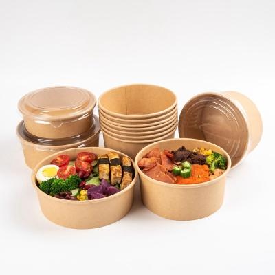 China Printed Handmade Disposable Take Out Paper Salad Bowl Aluminum Foil Paper Bowl With Paper Lid for sale