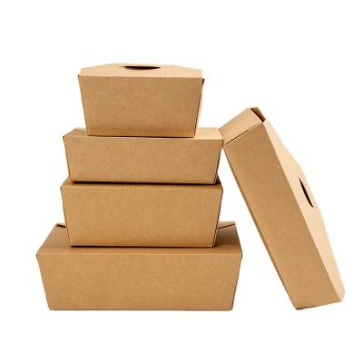 China OEM/ODM Handmade Salad Fried Chicken Packaging Box Takeaway Food Packaging Disposable Kraft Box Quick Box for sale