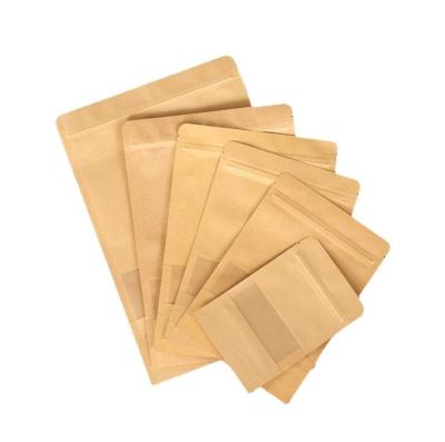 China Handmade Doypack Brown Kraft Paper Resealable Biodegradable Packaging Stand Up Pouches Food Packaging Zip Lock Bags With Zipper for sale