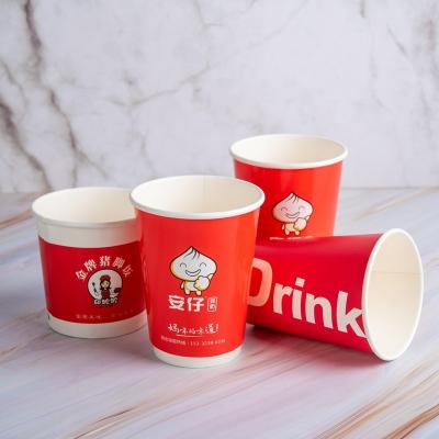 China Handmade Hot Coffee Paper Cup With Lid Wholesale Printing Single Wall Disposable Paper Cup Customized for sale