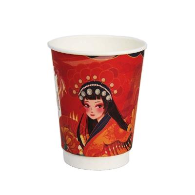 China Handmade high quality disposable hot drink coffee paper cup 12oz/16oz/20oz with lid and sleeve for sale