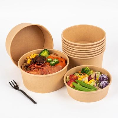 China Take Out Handmade Disposable Food Containers Brown Wrapping Paper Take Out Food Bowls Paper Plates and Bowls for sale