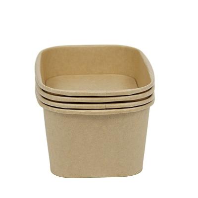 China Handmade Hot Sale Custom Logo Kraft Paper Food Container Rectangular Disposable Paper Cups Personalized for sale