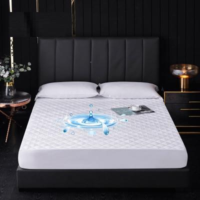 China TPU Hotel Mattress Cover Waist Anti-mite Dust Bed Cushion Waterproof White Waterproof Twin Antibacterial Proof Quilted Protector Cover for sale