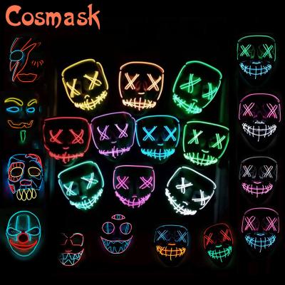 China Costumes Cosmask Halloween Mixed Color Led Mask Party Mask Masquerade Masks Maske Light Neon Glow In The Dark Horror Mask Glowing Mask for sale