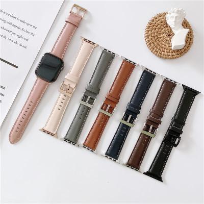 China High Quality Leather Band For Apple Watch 7 6 5 Se Strap 41mm 45mm Strap Smart Watches For iWatch Series 3 4 2 38mm 40/44mm for sale