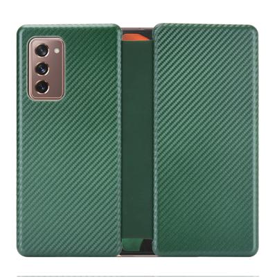 China For Samsung Galaxy Z Fold2 5G Case Carbon Fiber Luxury Flip Stand Leather Case For Galaxy Z Fold 2 5G Case Cover For Samsung for sale