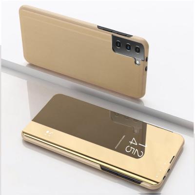 China Custom Luxury Smart Mirror Flip Phone Case For Samsung Galaxy S21 S20 S10 S9 S8 A81 Clear View Stand Flip Leather Phone Case For Samsung for sale