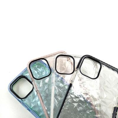 China 3D Diamond Shape Refract Light Colored Border Shockproof Phone Case For iPhone 11 Clear Cover For iPhone 12 Case For All for sale