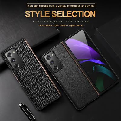 China Anti-fall For SAMSUNG Galaxy Z Fold Case 2 5G Luxury Genuine Leather Folding Mobile Phone Case Shockproof Protective Cover for sale