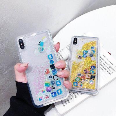 China Anti-fall Bling Liquid Sand Cover Shockproof Mobile Phone Case For iPhone 6 6s plus 7 8 plus x max xr 12 max xs pro for sale