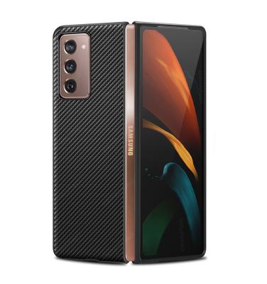 China Luxury Carbon Fiber Skin Anti-fall PU Protective Leather Phone Case For Samsung Galaxy Z Fold 2 5G for sale